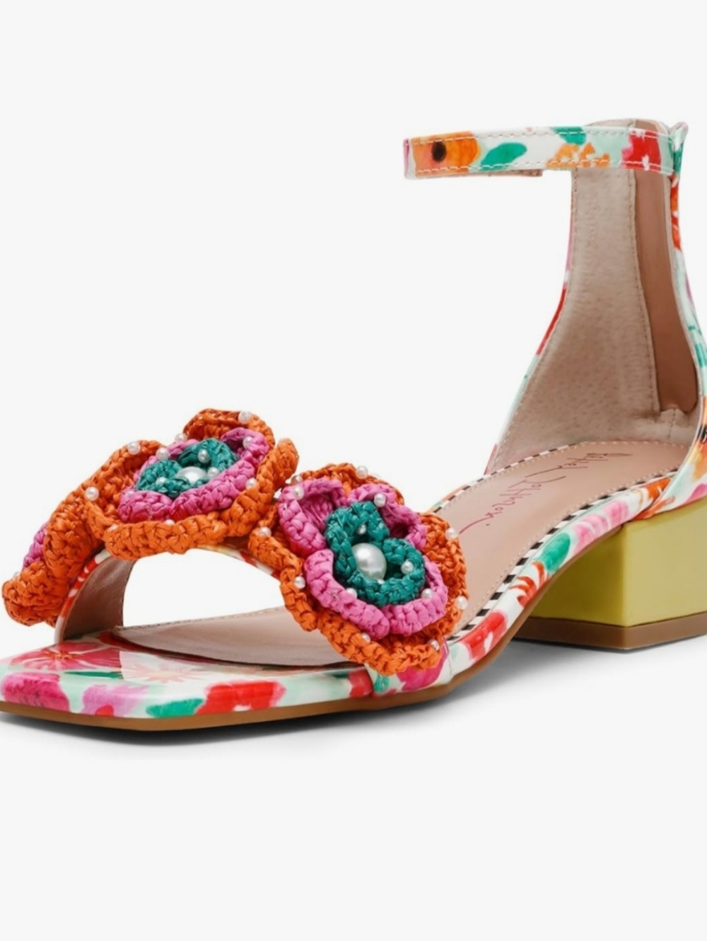 Betsey Johnson Floral Multicolor Girls' Sandals with Crochet Flower Accents